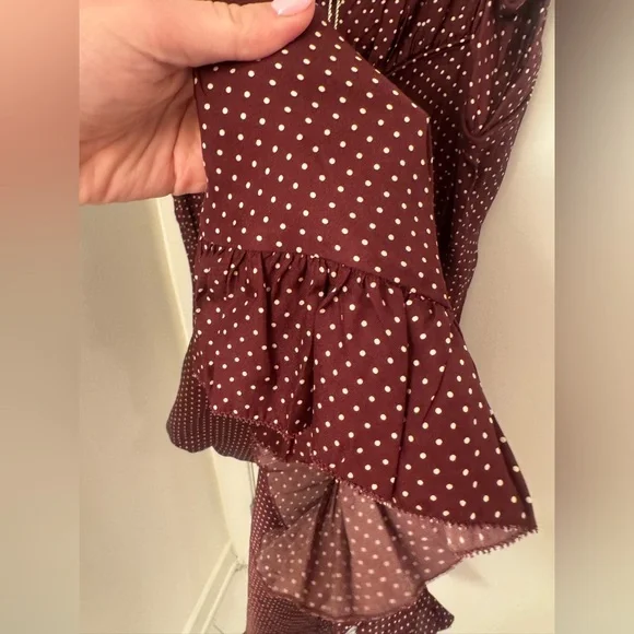 NWT! Doen Rosaria gathered polka-dot silk-blend midi dress - L - Picture 11 of 11